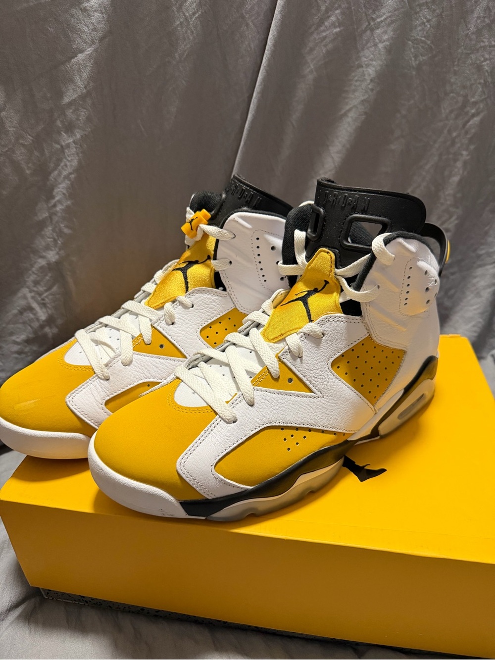 Jordan Men’s Yellow and White High-Top Basketball Shoes